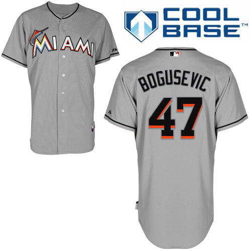 Brian Bogusevic #47 MLB Jersey-Miami Marlins Men's Authentic Road Gray Cool Base Baseball Jersey